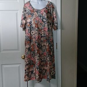 Floral print midi soft dress with pockets casual  Sz 1X NWOT